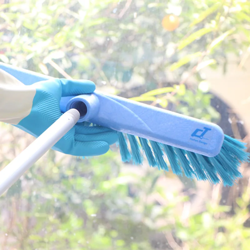 Premium outdoor long reach hard sweeping brush broom with italian screw thread aluminium pole for concrete floor