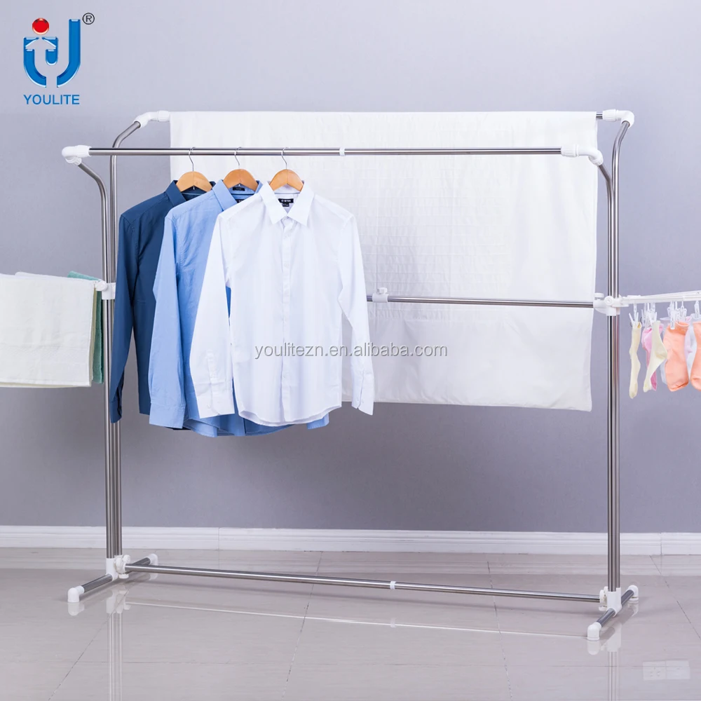 Heavy duty outdoor telescopic hanging clothes rack