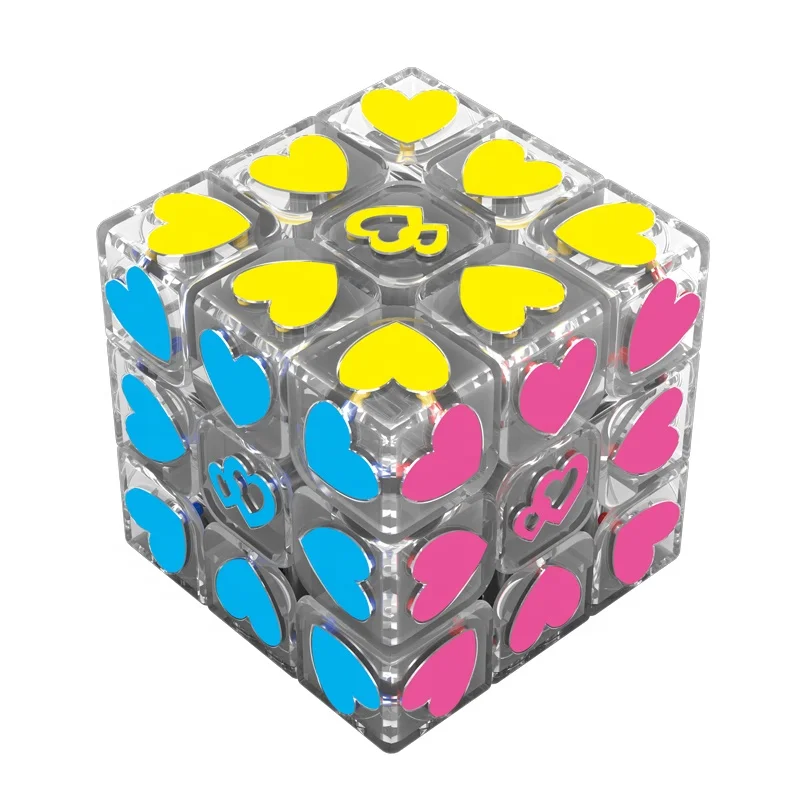3x3 unique heart transparent 5.7cm iq puzzle toy magical cube speed for kids