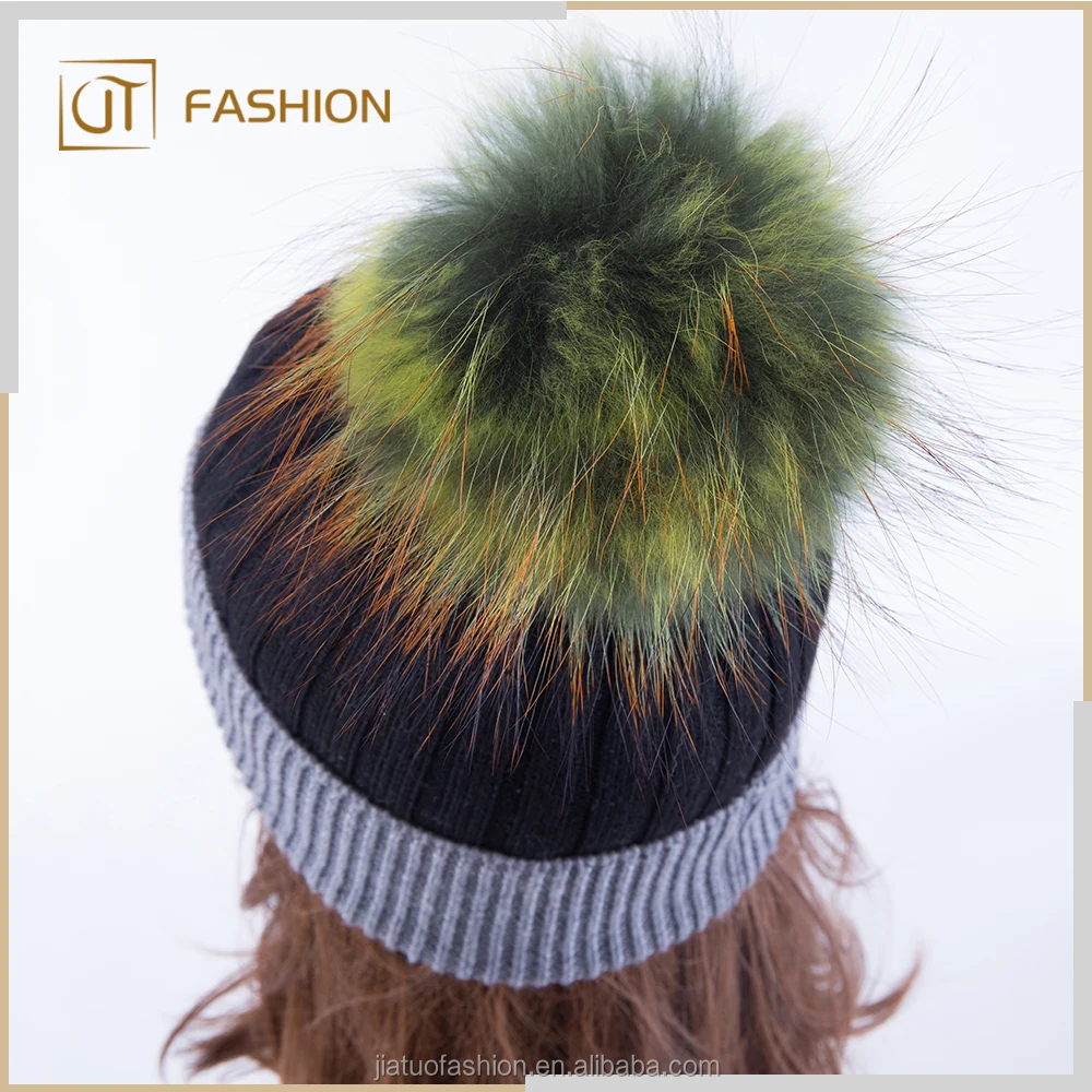 Wholesale Large fur Ball Real 18cm Raccoon Fur Pom Pom