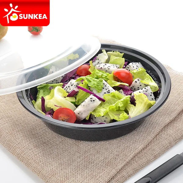 Disposable round wholesale plastic food container with lid