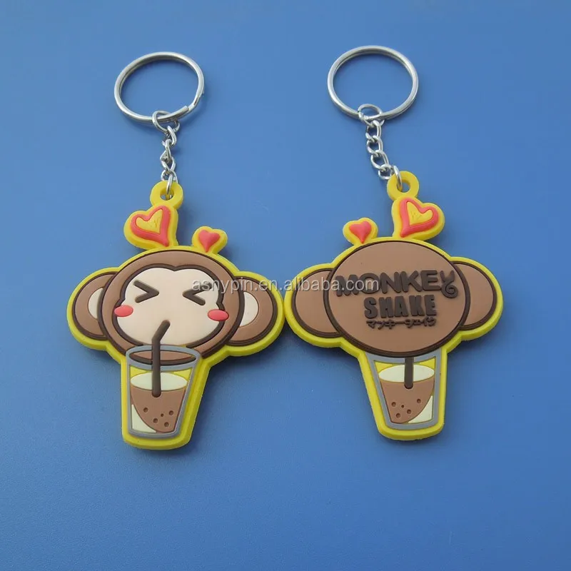 
Monkeys playing games die cut shape cute animals pvc rubber key ring keychain 