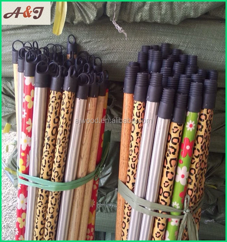pvc coated wooden broomstick, wooden stick, wooden broom handle with plastic thread