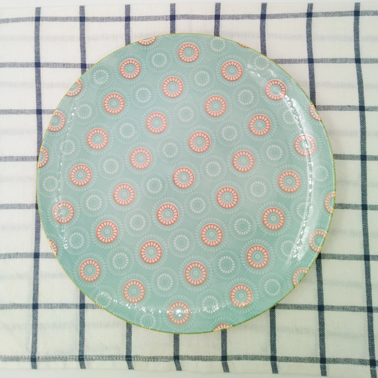 Горячая Распродажа, круглые керамические тарелки с цветочным принтом для ресторана, отеля