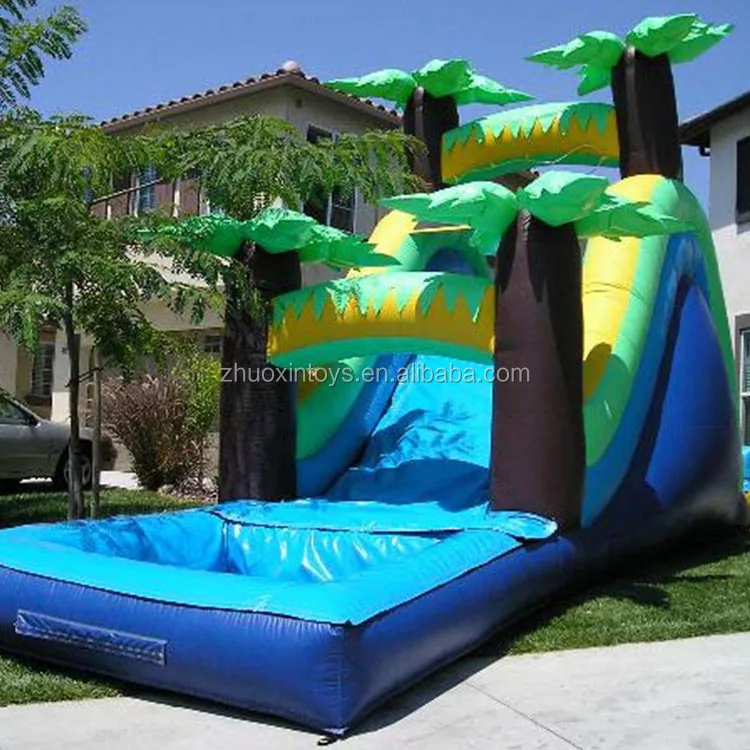 
Giant Inflatable Palm Trees Tropical Water Slide with Pool 