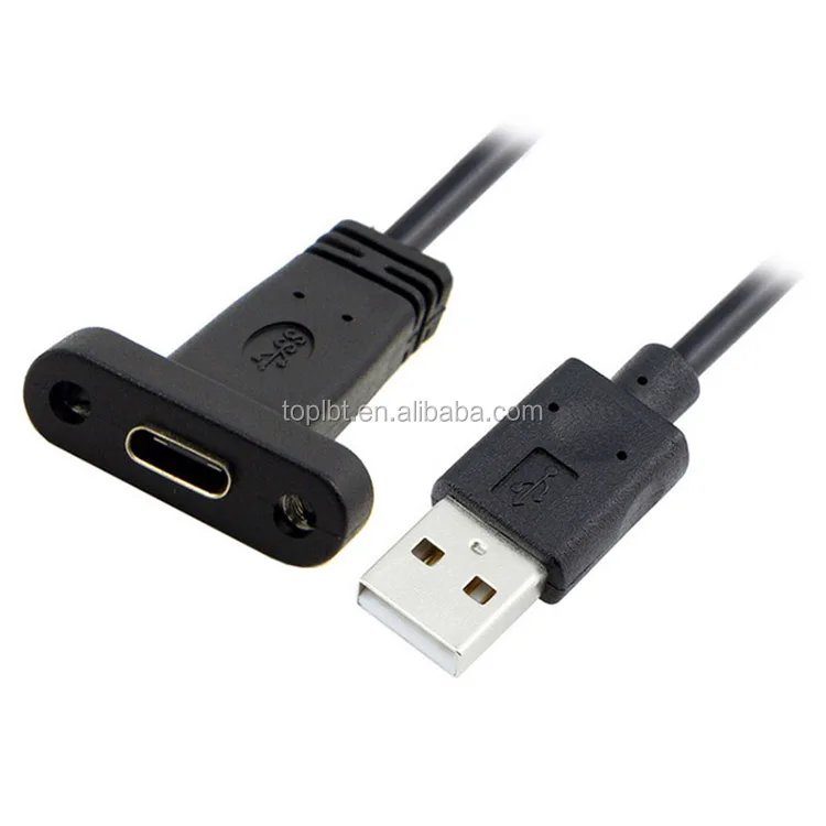 USB-C Type C Female with Screws Panel Mount to USB 2.0 a Male Data Cable