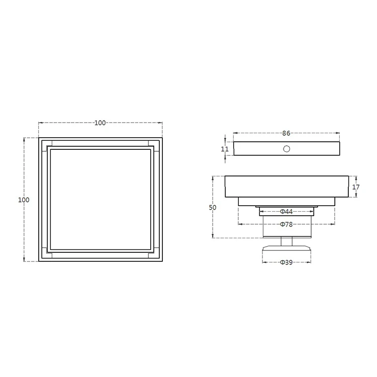 Hidden Bathroom Fittings Bath  Drainer Black Brass Shower Floor Drain