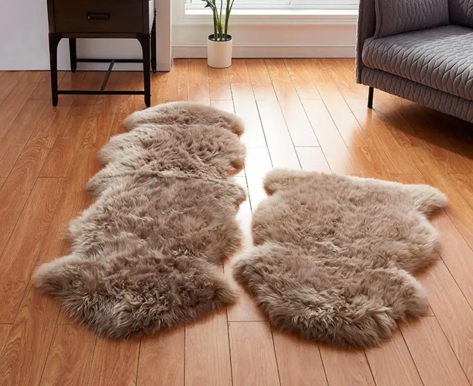 Tibetan Blond Color Curly Lamb Carpet Mongolian Long Hair Sheep Plate Fur