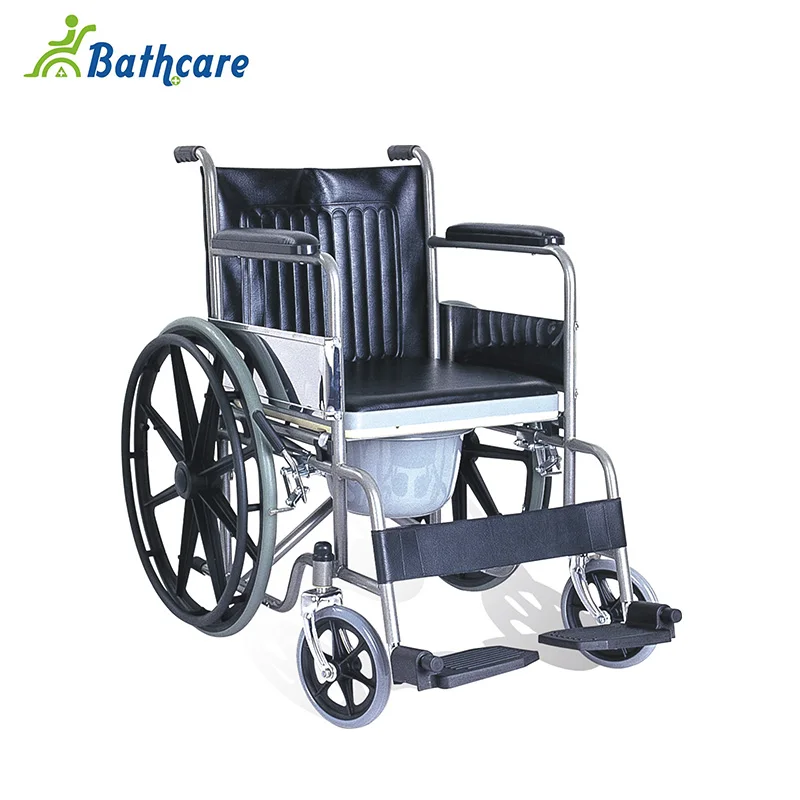 
Foshan Medical Supplier Handicapped Commode Wheelchair With Locking Castors 