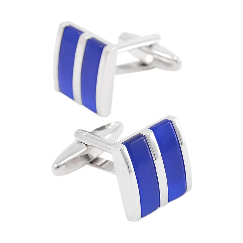 SAVOYSHI Blue Cat eye stones Cufflinks Square Opal Cuff links Wedding Gift Accessories
