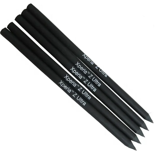 Personalized white color logo printed Black wood pencil with crystal