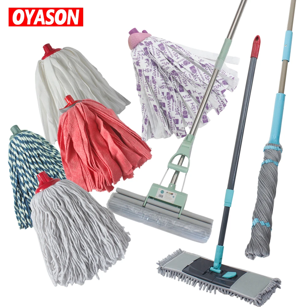 High quality plastic PP mod head  wet cotton yarn woven viscose strip microfiber twist sponge pva flat mop