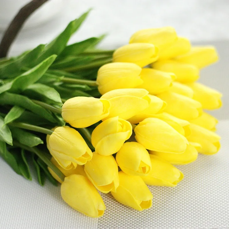 Hot sale handmade silk fake white tulip artificial flower in glass vase