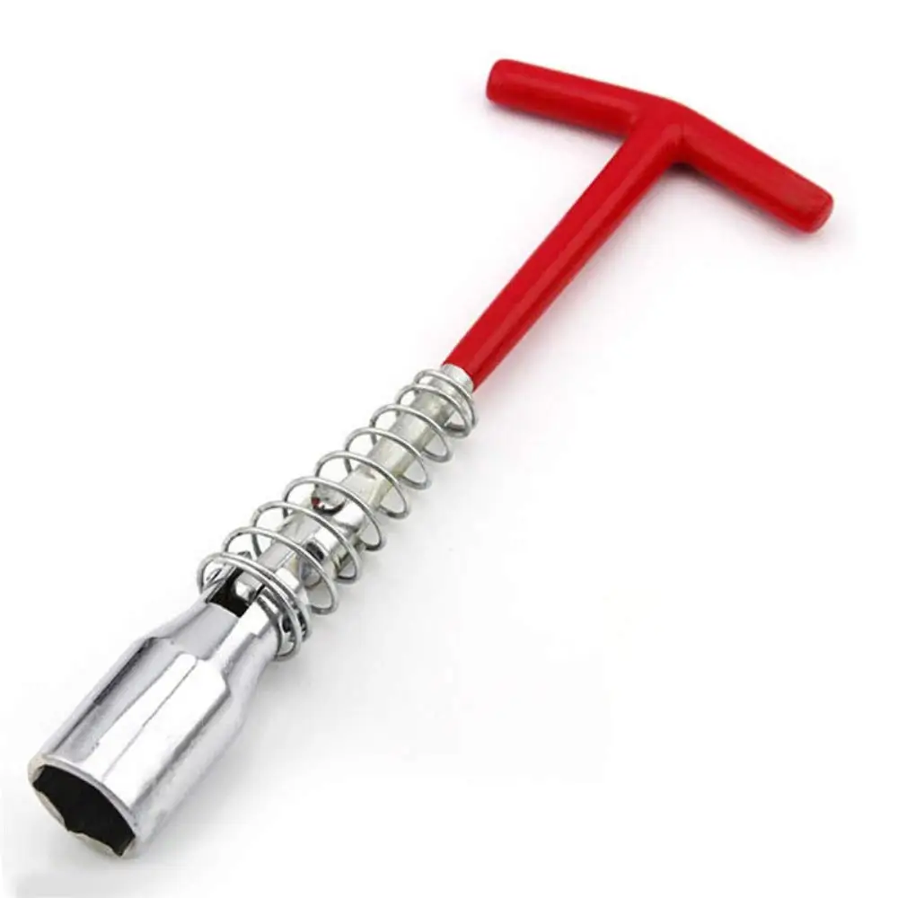 16mm Auto Car T-Handle Joint Spark Plug Socket Wrench 16mm Remover Installer Tool Red+Silver
