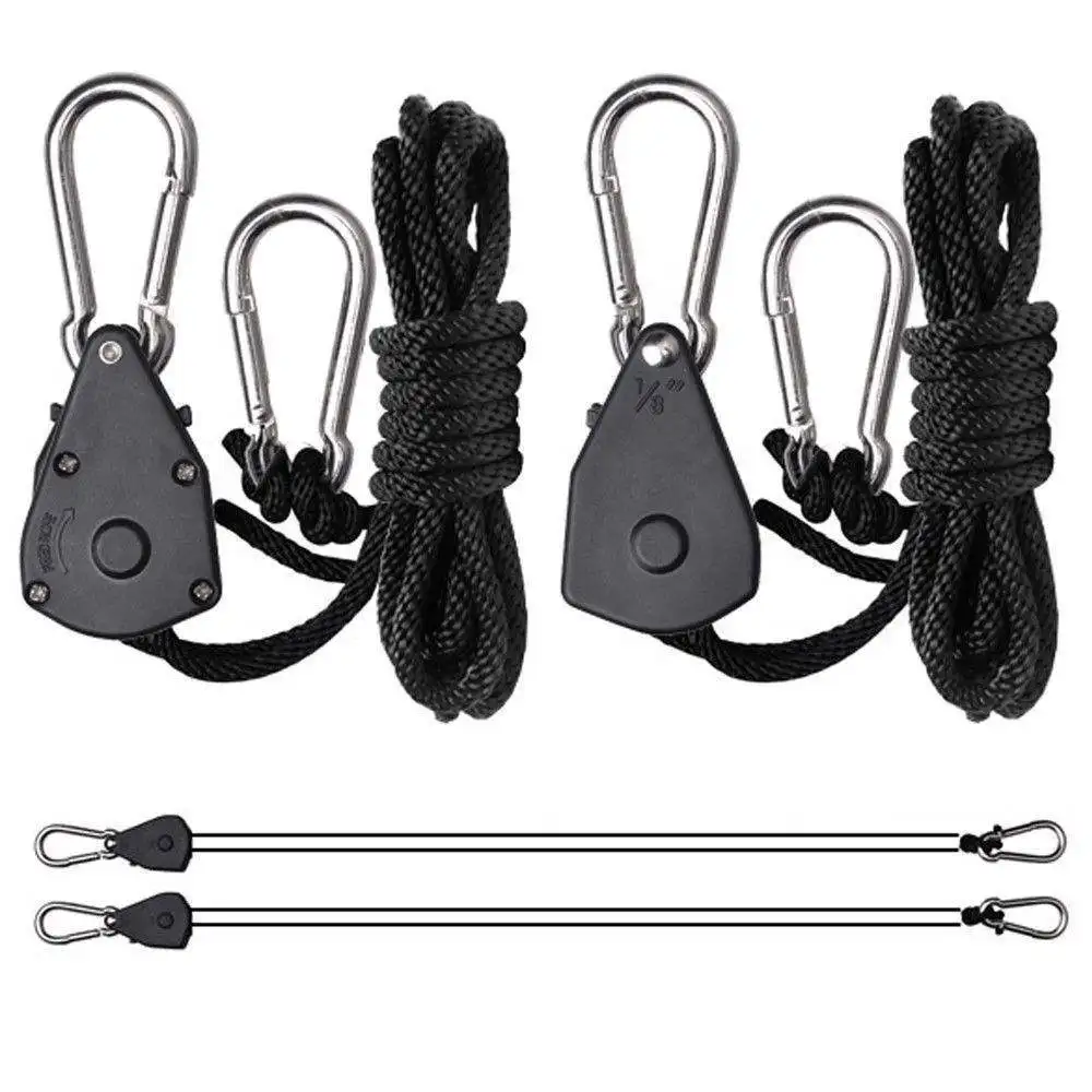 
Adjustable grow light reflector clip hanger rope ratchet 