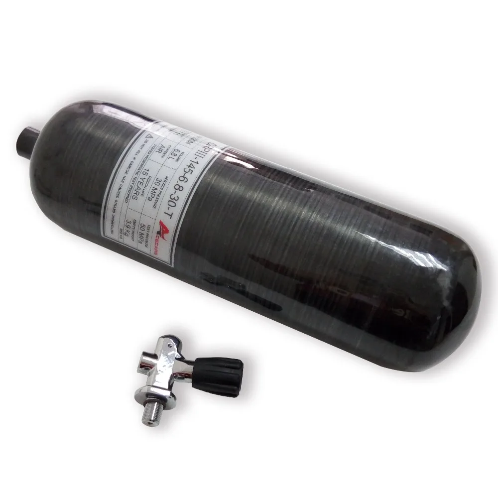 
New arrivales PCP Cylinder Empty air bottle 6.8L 4500psi 30Mpa Carbon Fiber SCUBA Diving Tank with a Diving Valve 