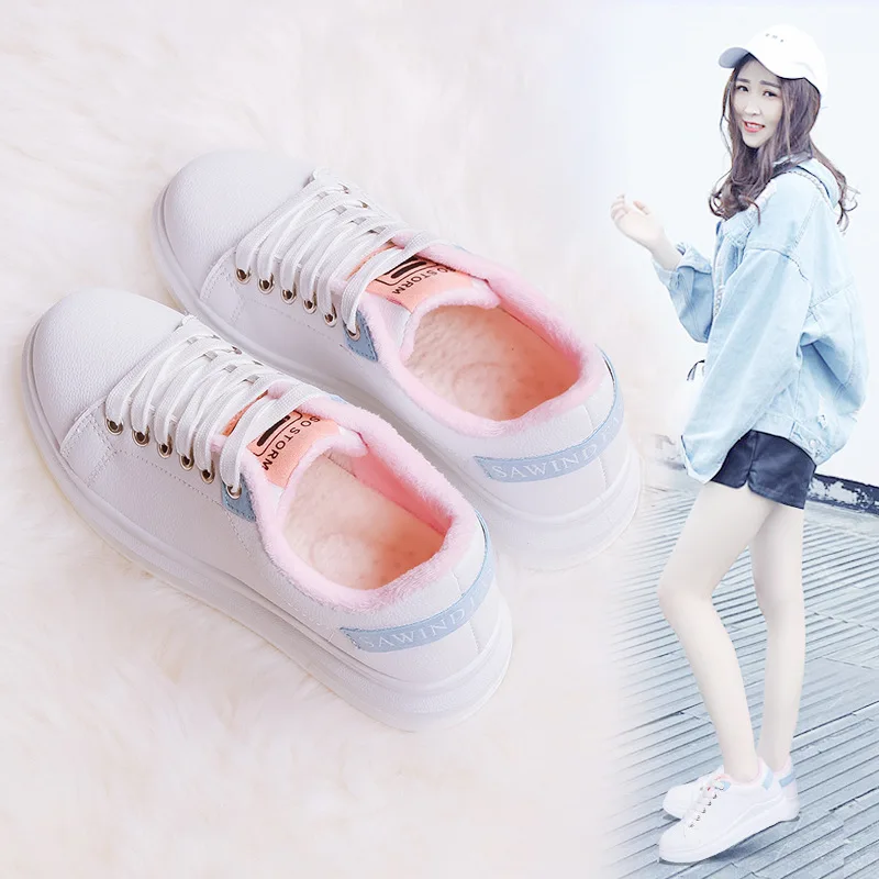 1 пара MOQ Зима; Стильная обувь для женщин; Обувь из PU искусственной кожи, верхняя впрыска обувь на плоской подошве; Однотонные уличные кроссовки