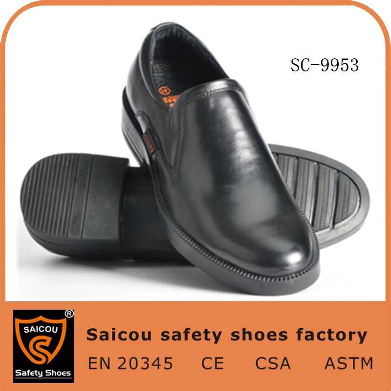 
latest style black leather no lace men office dress safety shoes SC-9953 