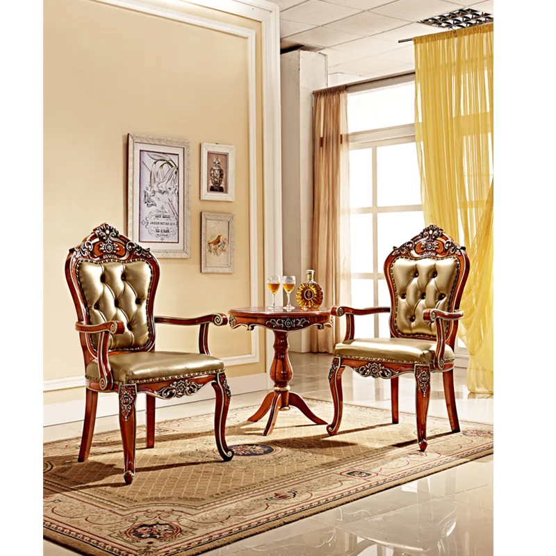 American antique brown color marble dining table and chairs set