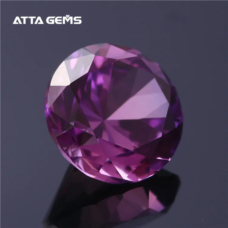 61# Round Brilliant Cut Purple Grape Synthetic Corundum Lab Created Purple Sapphire Gemstone for Sale