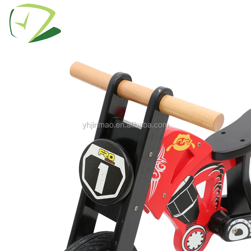 Wooden children red motor bike toy