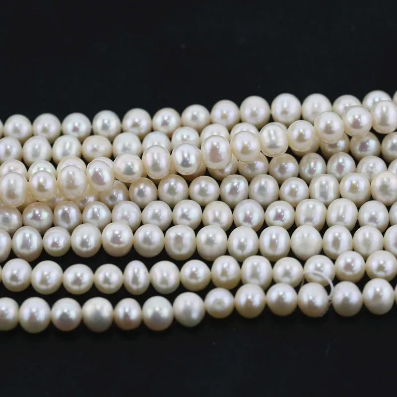 6-7mm potato shape AA grade white real pearl farm Chinese freshwater pearls