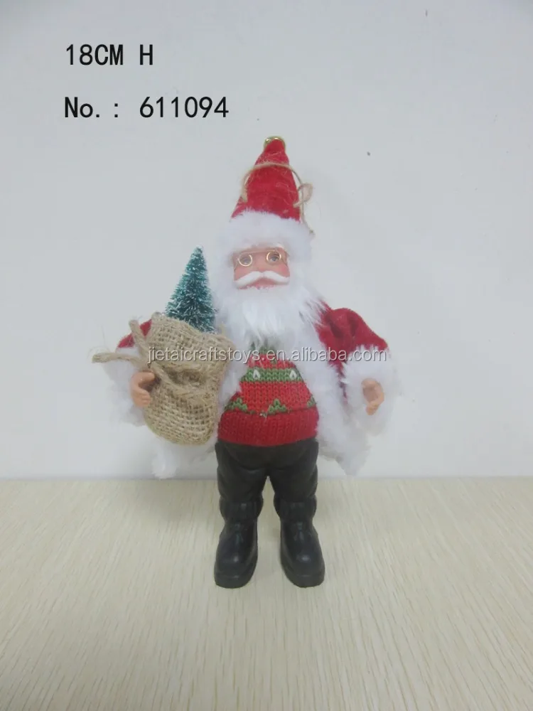18CM christmas santa doll with sledding Christmas ornament xmas indoor desk decoration tree hanging