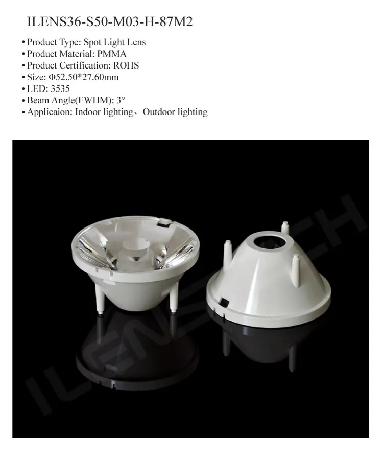 ilenstech led tir lens 3 degree led optics made in China /led lens for surgical lighting/ OT lance