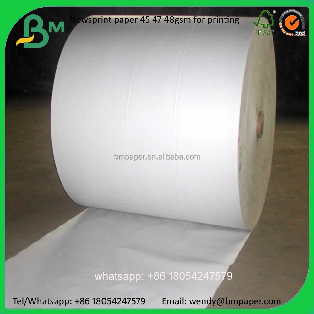 
45-55gsm Newsprint paper high brightness newsprint paper for wrapping and printing 