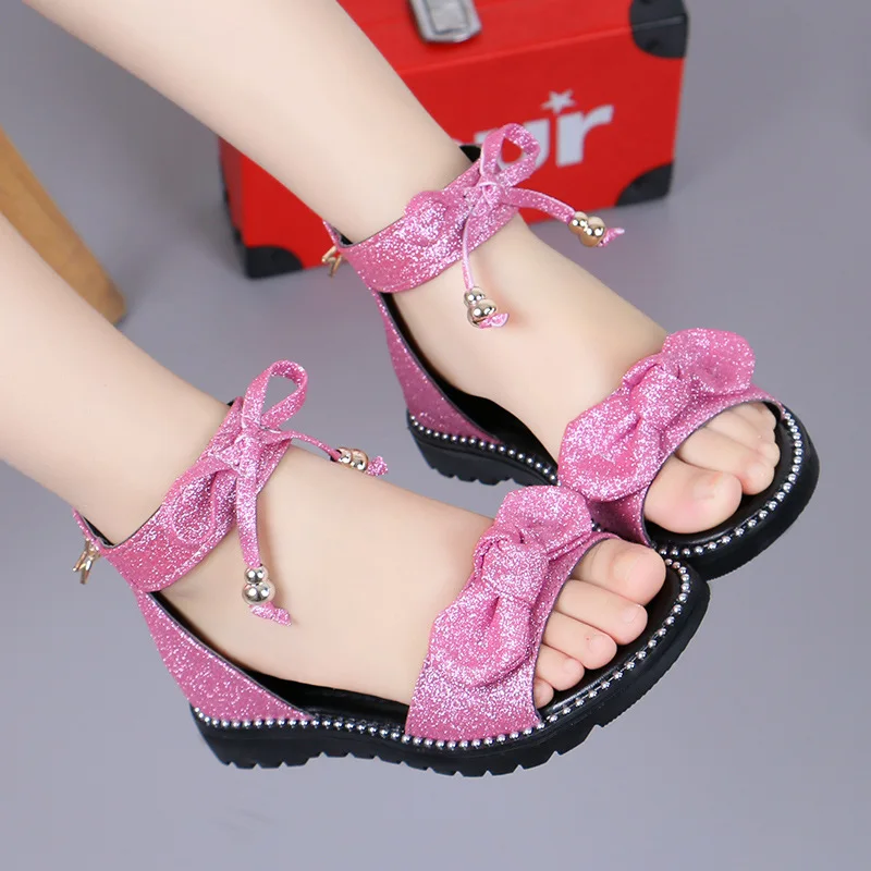 2019 summer girls bowknot sandals kids casual antiskid shoes