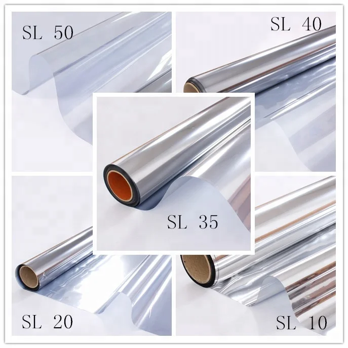 self adhesive one way vision plastic mirror see through solar film building  window glass tint film