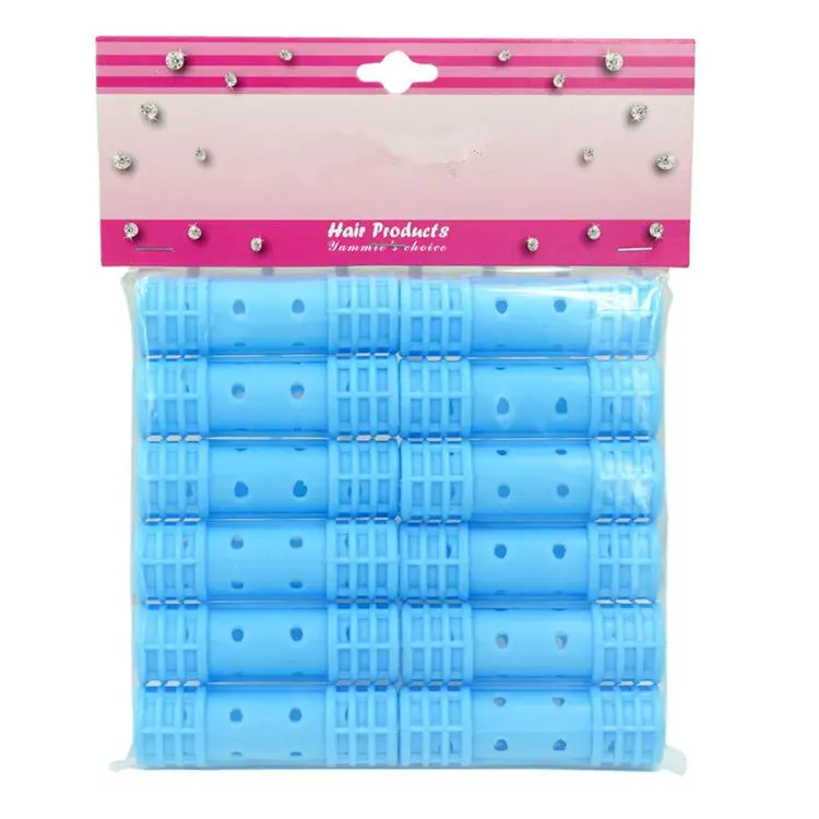 Sky Blue 12PK 5/8 Inch Easy Using Self Curler Plastic Snap-on Magnetic Hair Roller