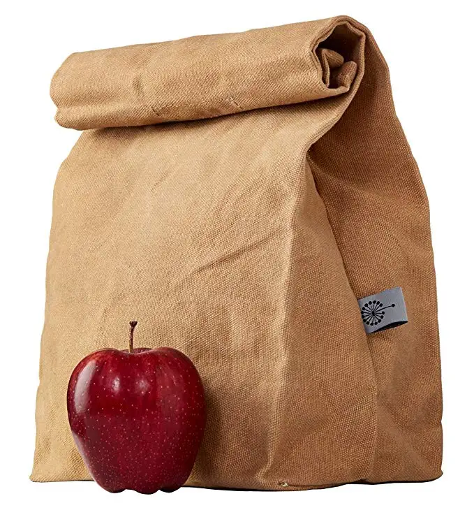 
Newest Factory OEM Lunch Bag Waxed Canvas Waterproof Durable Biodegradable Blue.Brown Gray For Men, Women & Kids 