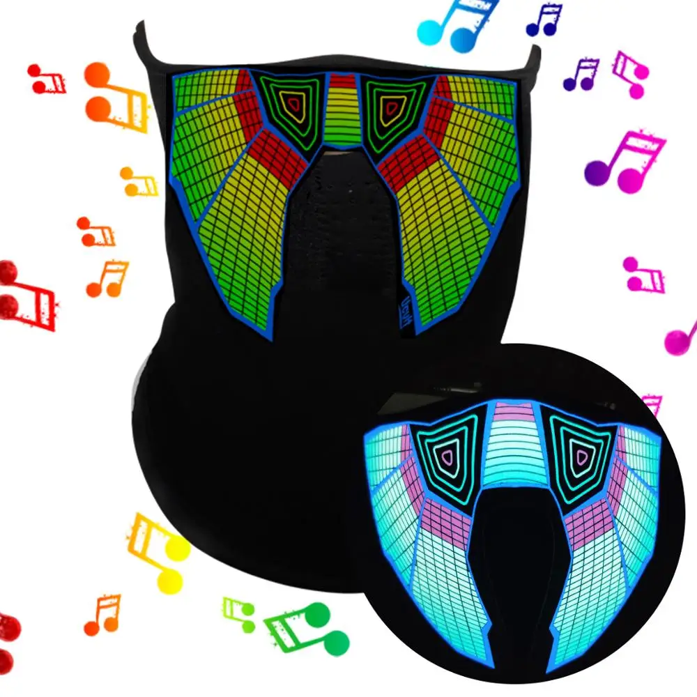new arrival led  halloween mask led sound activated party mask whosale el party mask