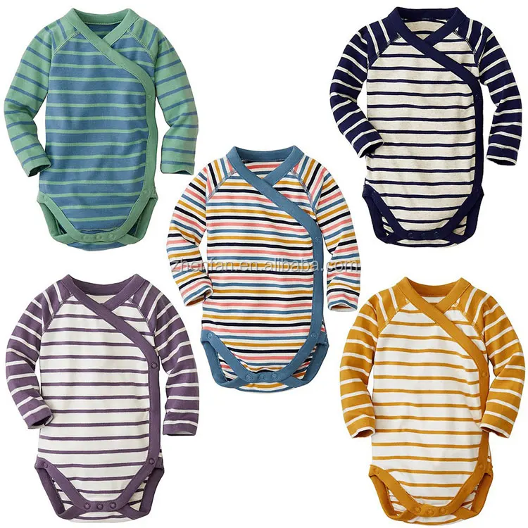 
100%cotton stripe baby boy long sleeve romper 