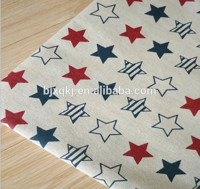 
Pure linen colorful stars printed soft linen cotton fabric with cheaper price 