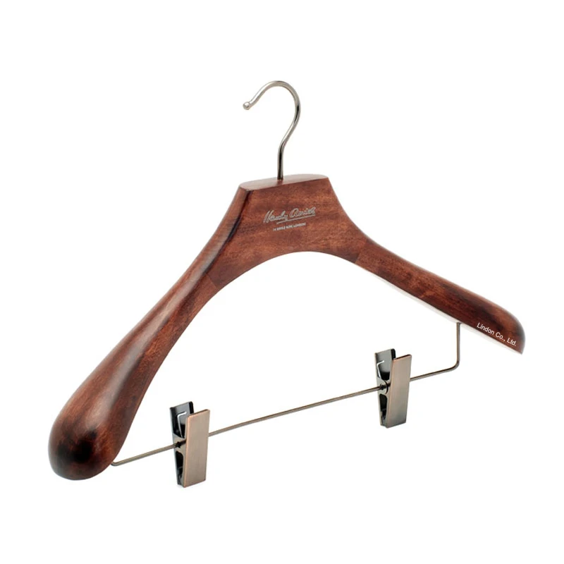 Personalized Brand Fur Heavy Duty Antique Brass Wooden Coat Hangers