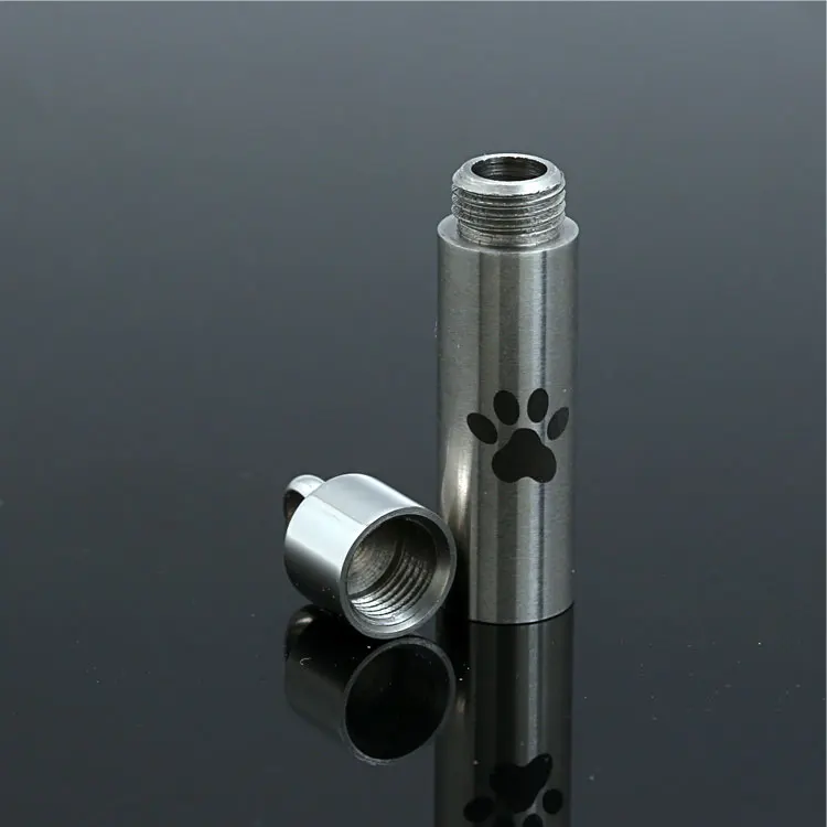 Cylinder dog paw design Low moq 316L stainless steel perfume necklace relatives pets ashes urn cremation pendant