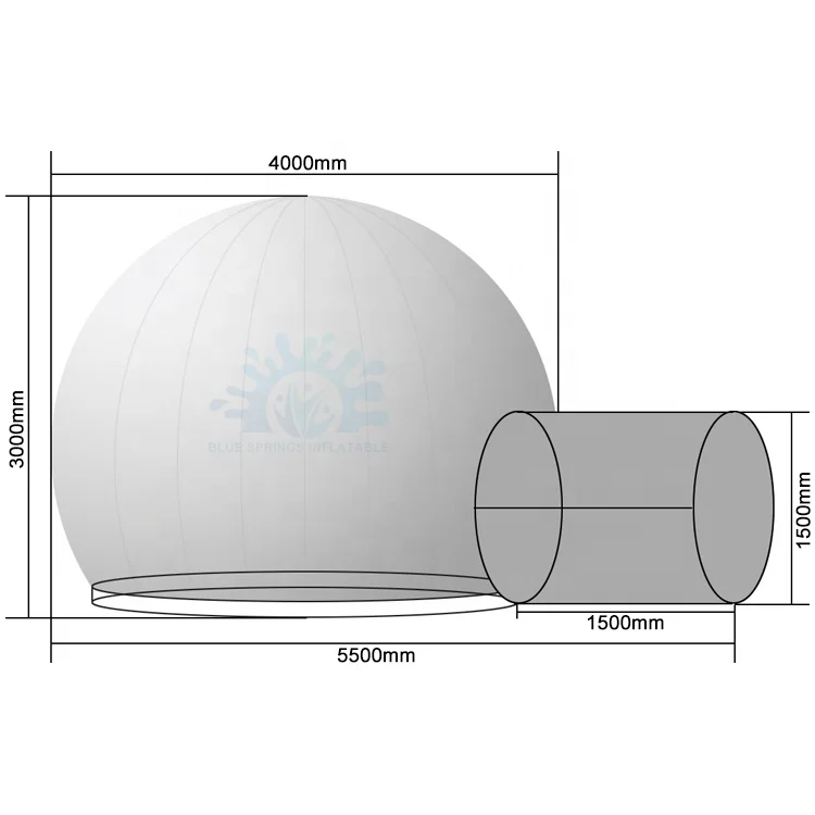 Blue Springs Inflatable Clear Hotel Tent , Clear Inflatable Bubble Lodge Tent