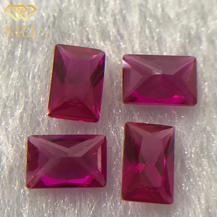 Red synthetic gems 5# rectangular 4x6mm corundum rubies baguette small stone rectangle cut ruby