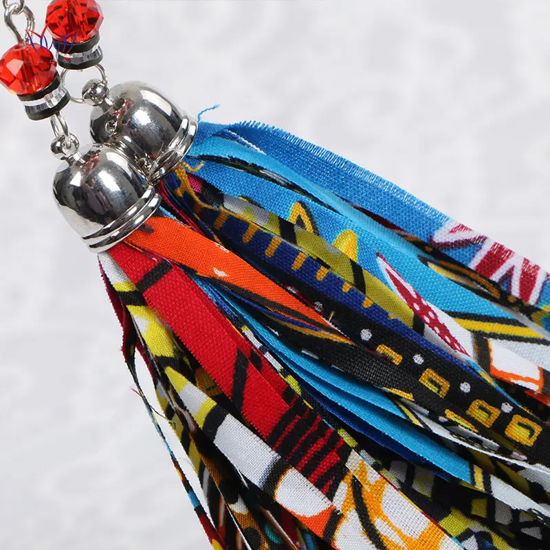 Fabric Handmade Boho African Triballatest Fashion Fancy Drop Long Earrings with Tassel WYB129