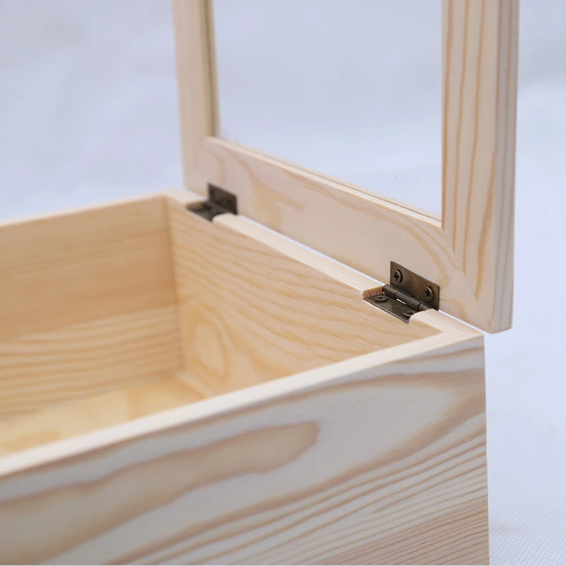 Beautiful natural wood clear top lid chakra wooden gift box