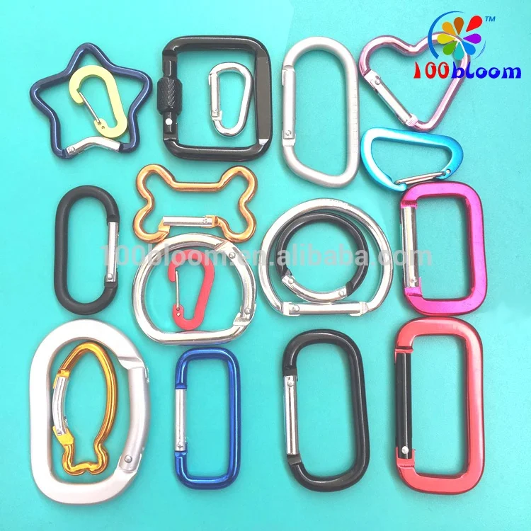 
Factory directly wholesale 7cm aluminum D shape flat carabiner keychain with double rivets 