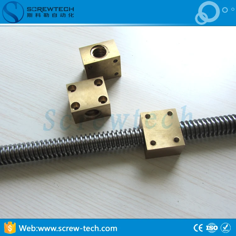 Customized Square brass nut trapezoidal lead screw Tr22x5 for wood cnc router