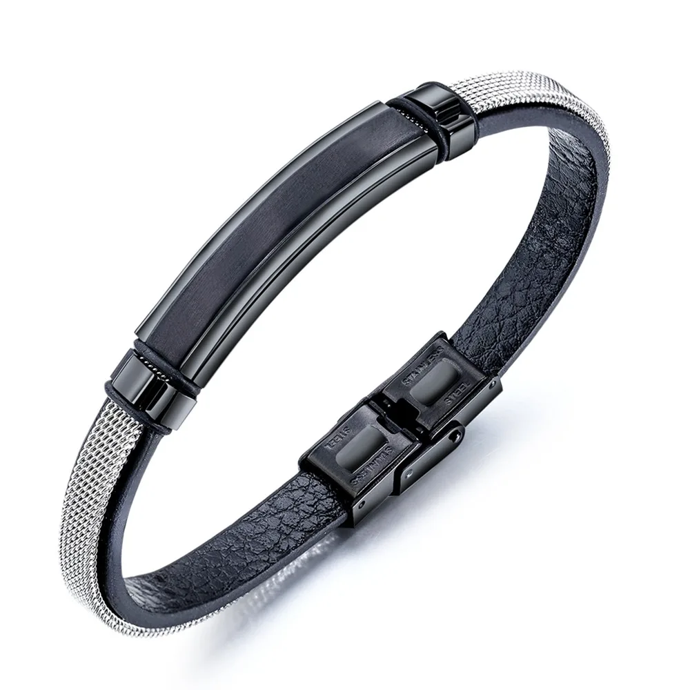 Wholesale Simply Creative Men Usb Metal Clasp For Black Leather Popper Bracelet