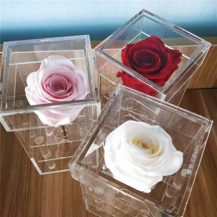 Wholesale 1 roses eternal rose single  preserved rose in acrylic box
