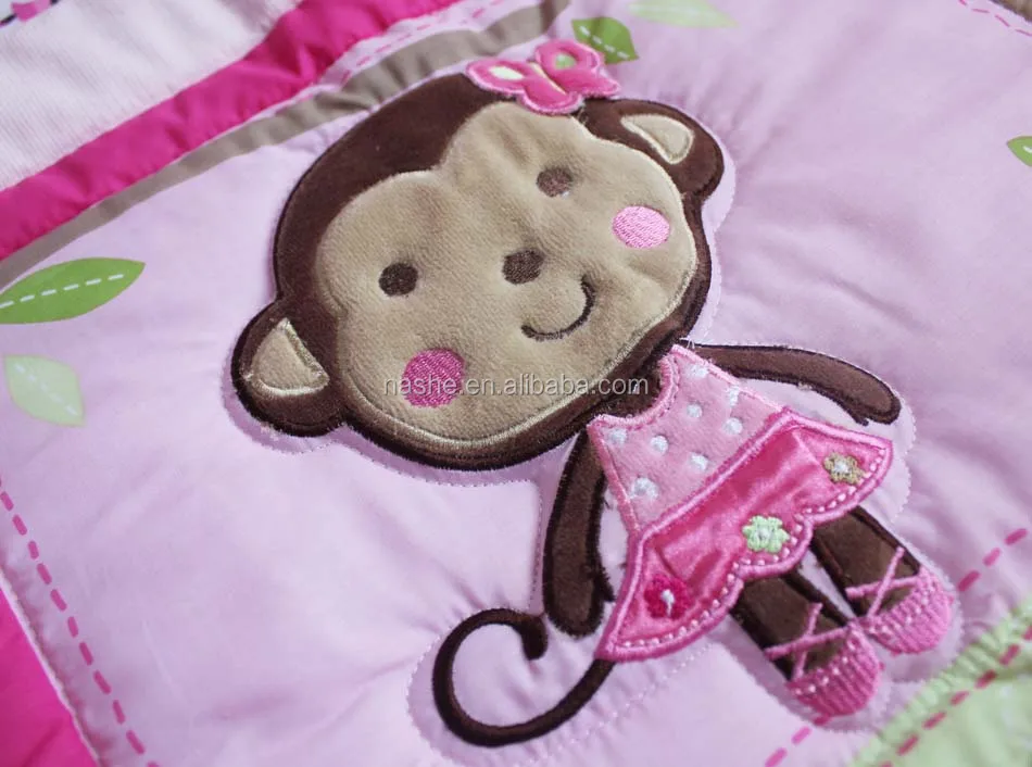 
3-13 Piece Crib Bedding Set for Girl Baby Bedding Set with embroidery application 