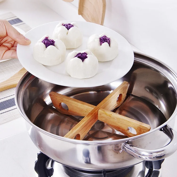 Simple Detachable  Cross  Natural Bamboo Kitchen Thickened Anti-scalding  Pad Mat