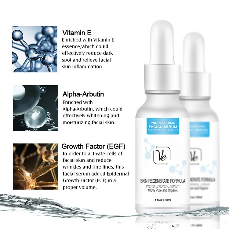 Whitening Moisturizing Facial Serum Skin EGF Alpha-Arbutin Face Vitamin E Serum