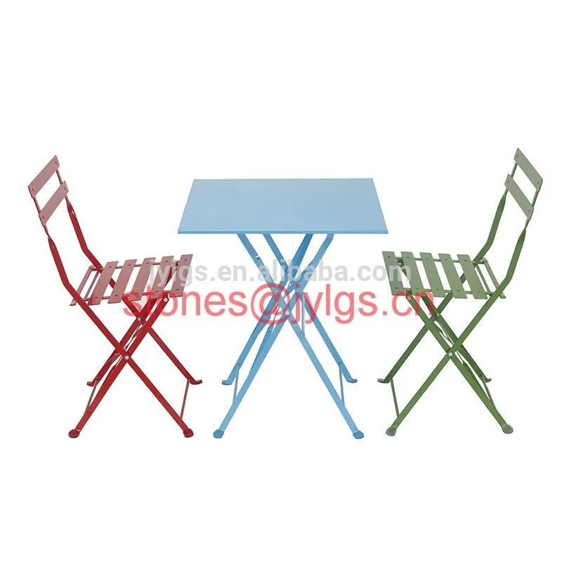 
Metal Garden Balcony Furniture Steel Folding Bistro Table and Chair Set 